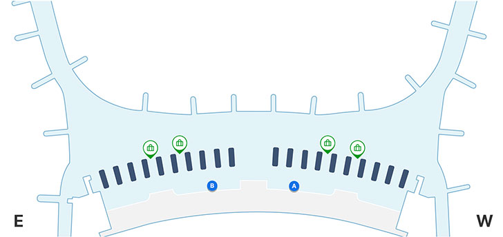 A, B 입국장 양쪽 끝에 분실수하물 카운터가 위치해 있음.