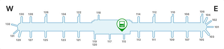 115번게이트 앞 중앙에 TAX마크가 있다.